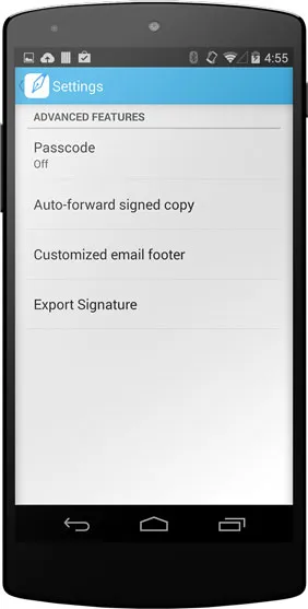 Export signature via email 