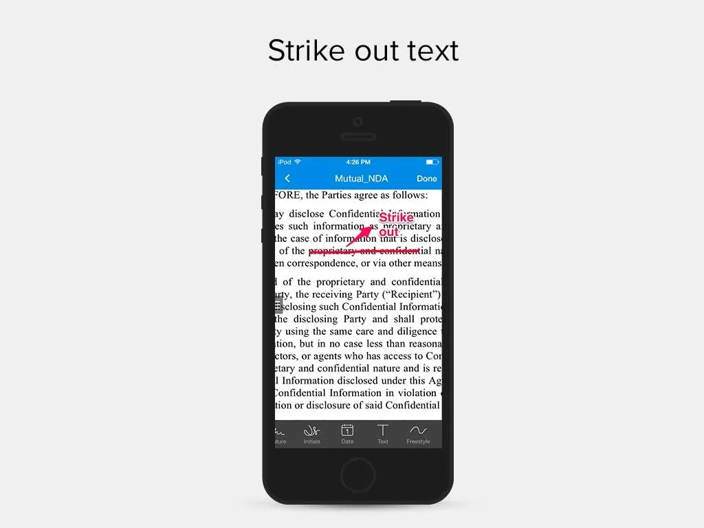 Signeasy App - Strike out text