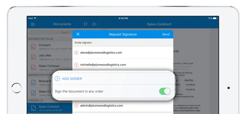 iPad parallel signing