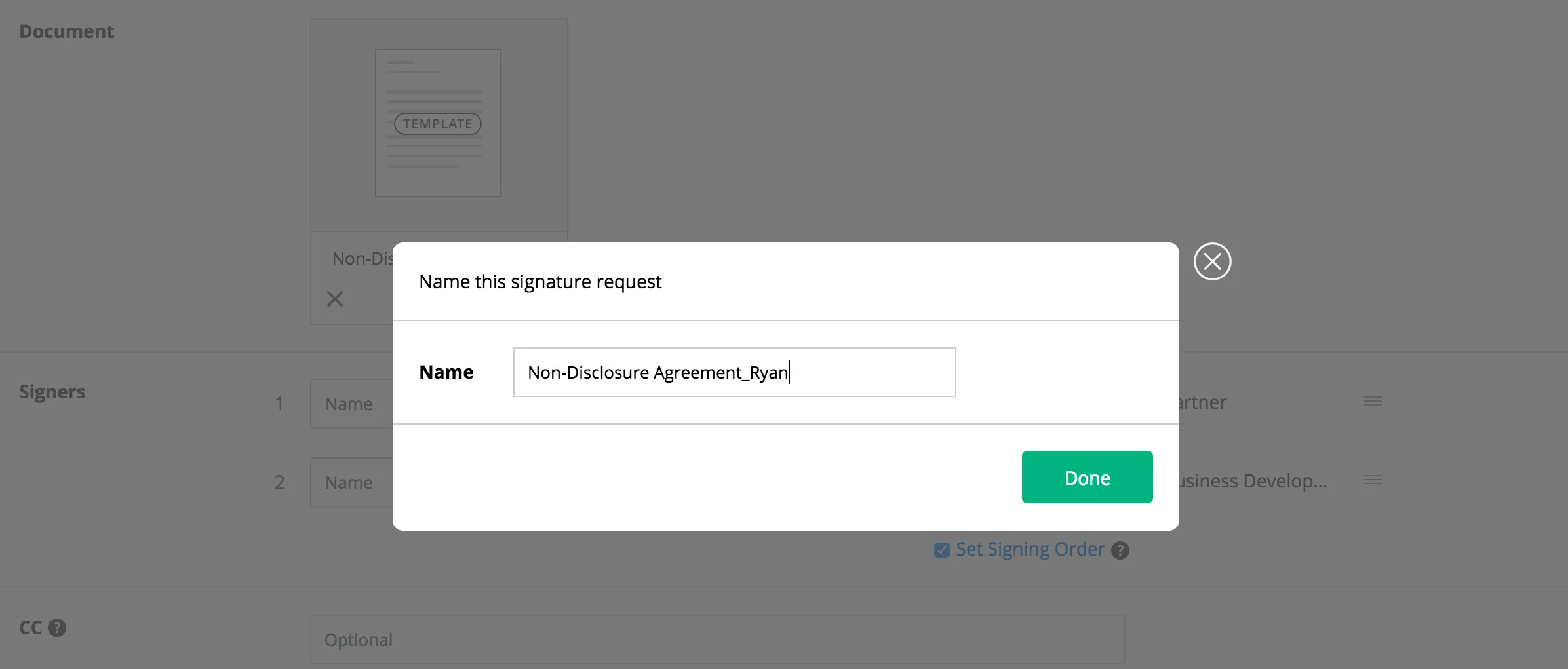 Rename workflow for e signature