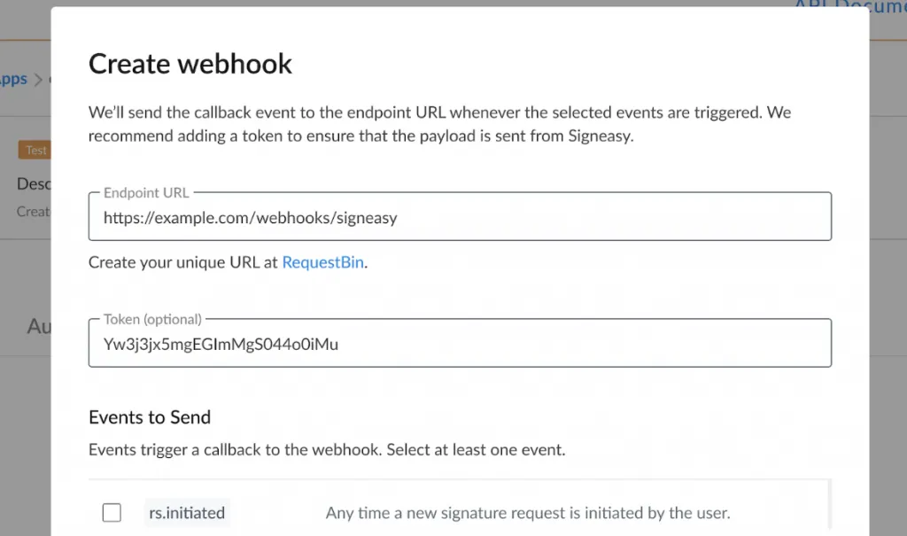 Webhooks within Signeasy API