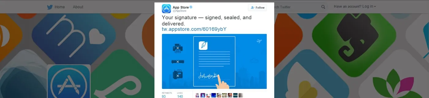Signeasy featured in Apple AppStore's official Twitter feed