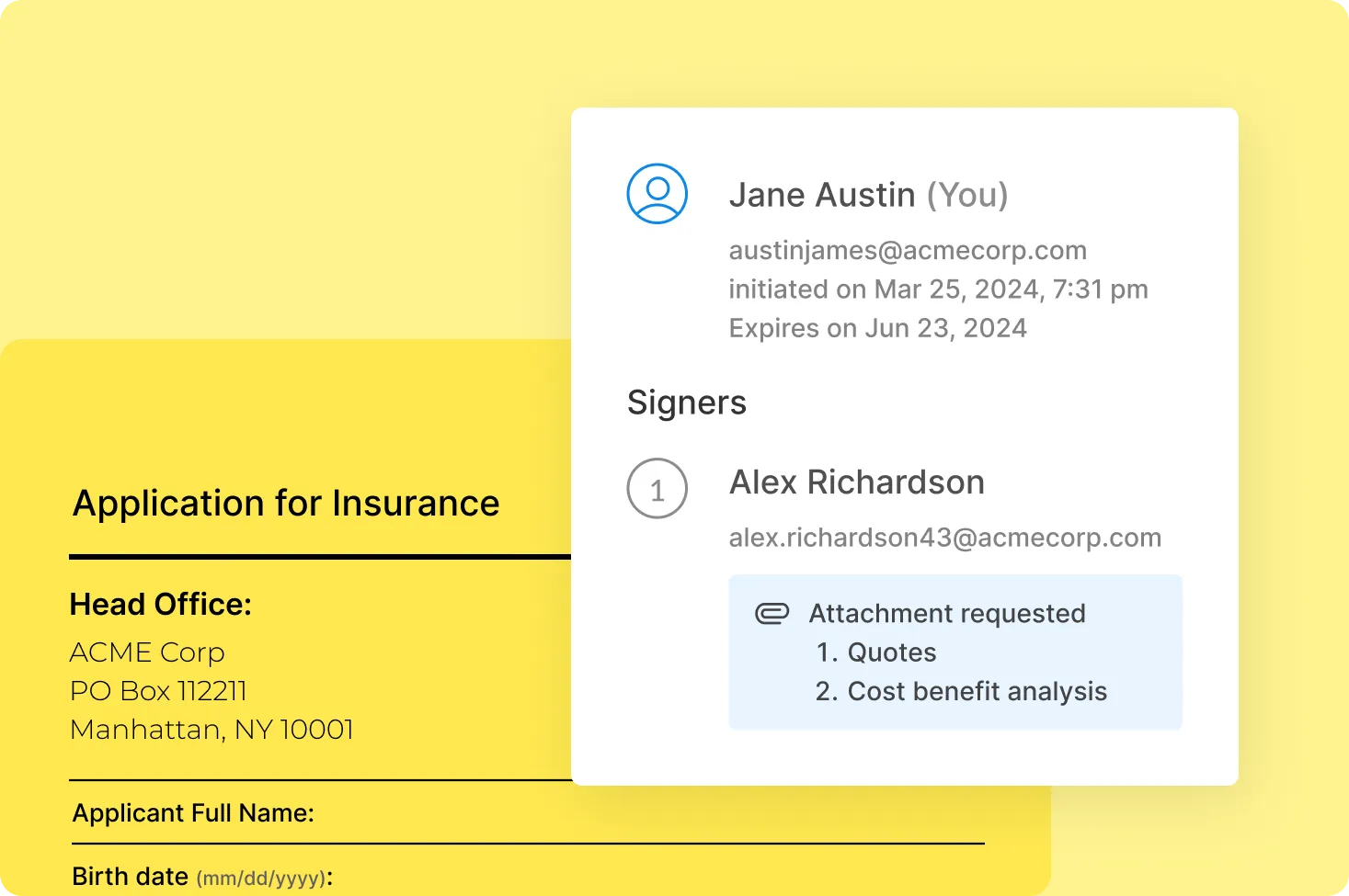 Collect supporting documents along with signatures