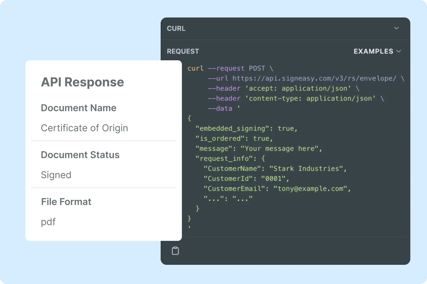 Use APIs to integrate Signeasy onto your website