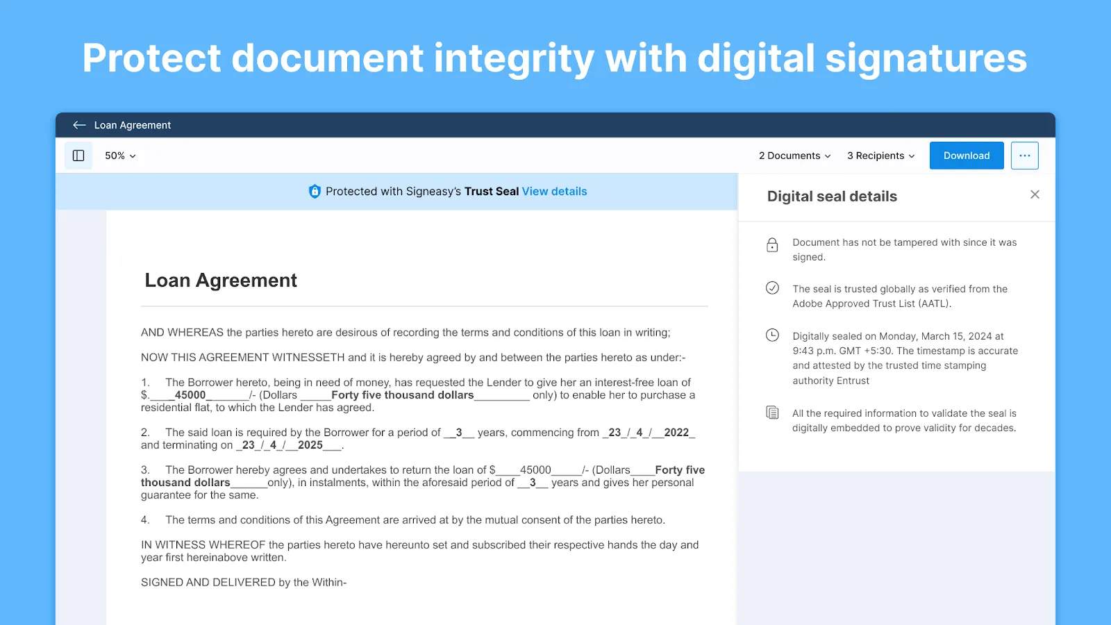 Protect document integrity with digital signatures