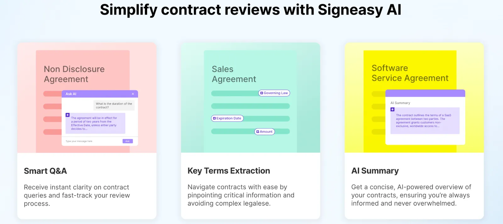 Simplify contract reviews with Signeasy AI