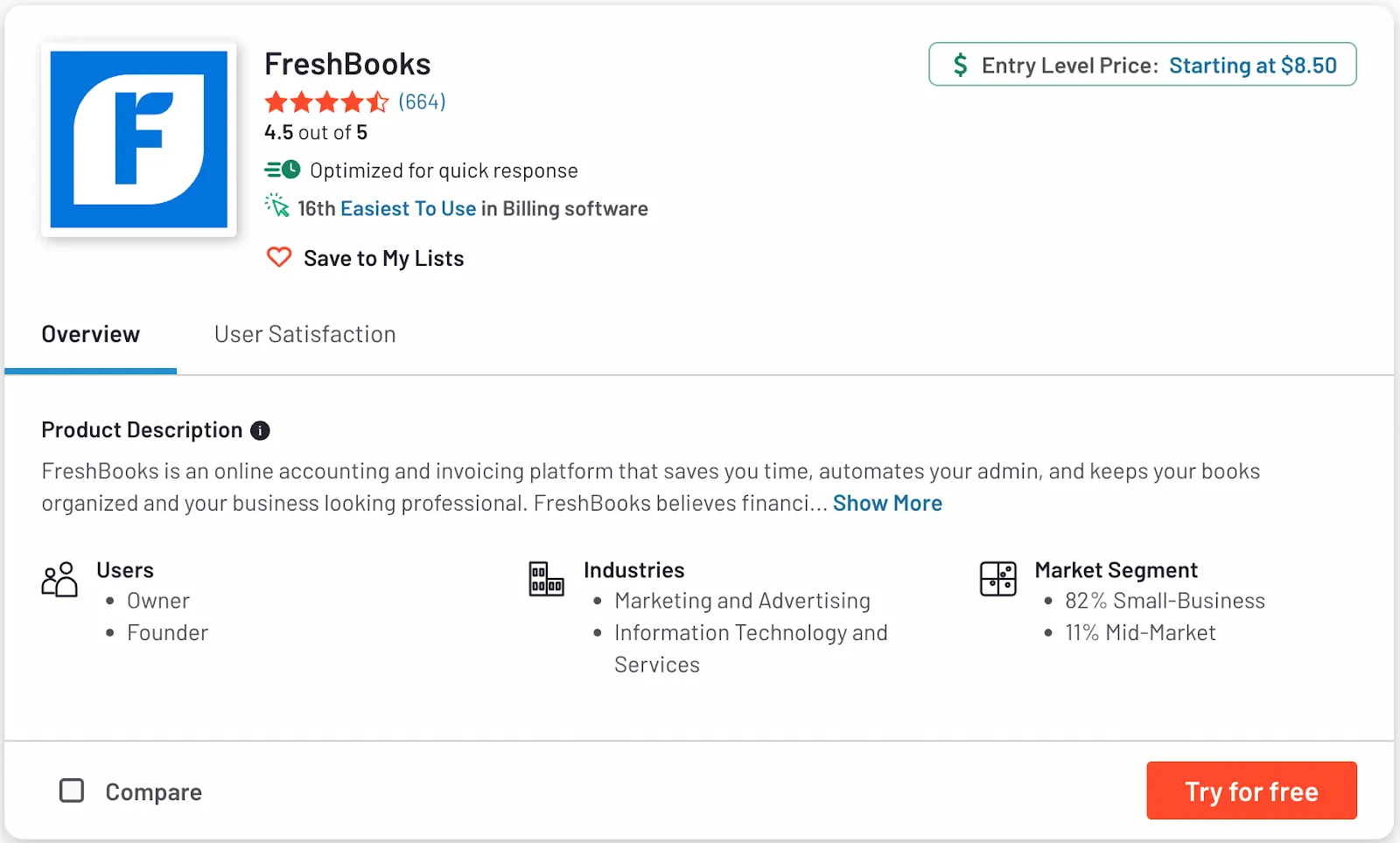 Freshbooks review on G2