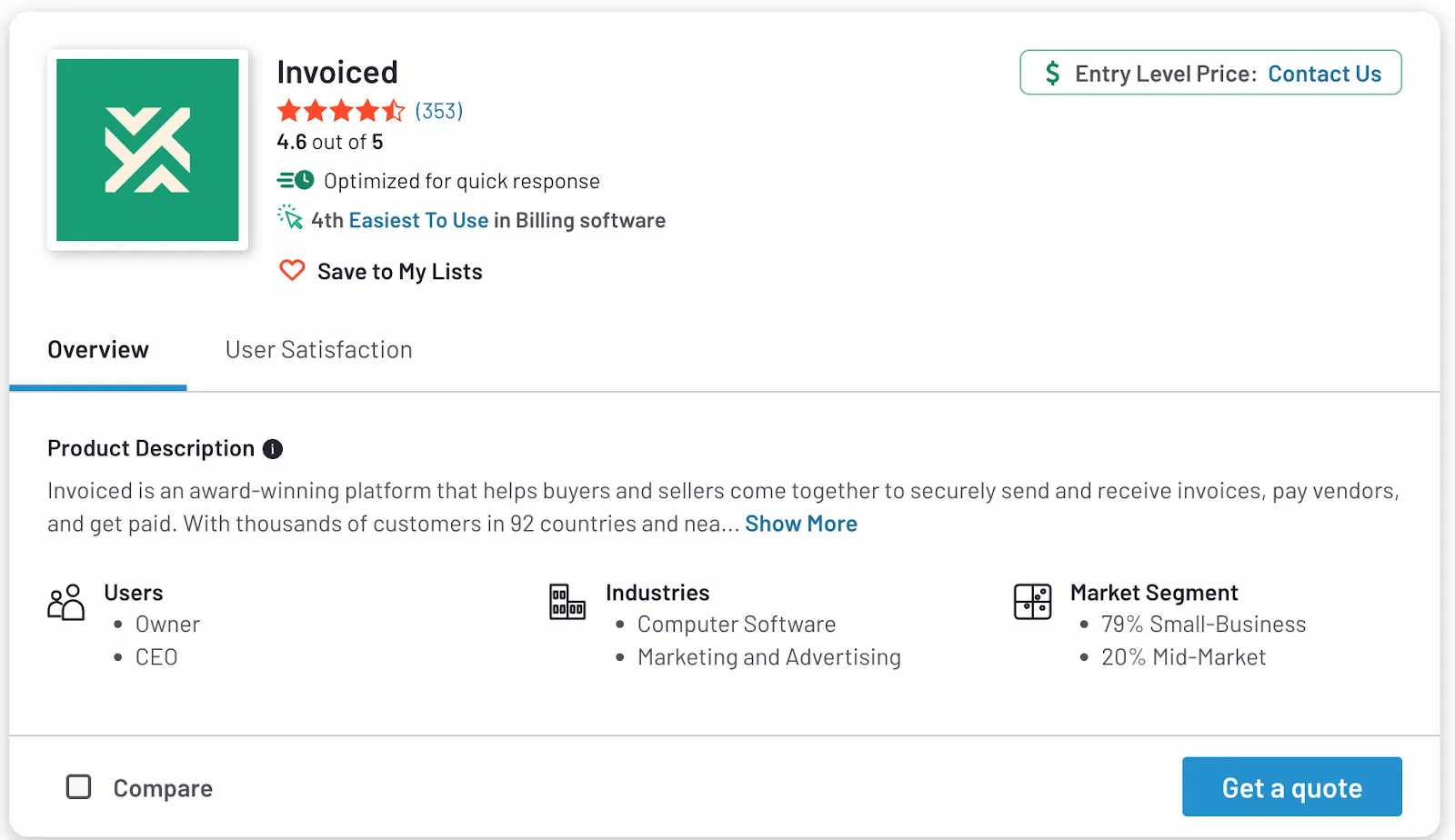 Invoiced review on G2