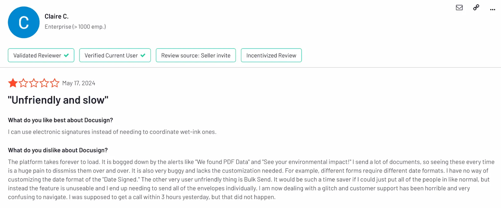 Slow Docusign customer support