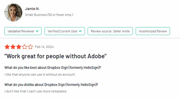 Dropbox Sign limited features