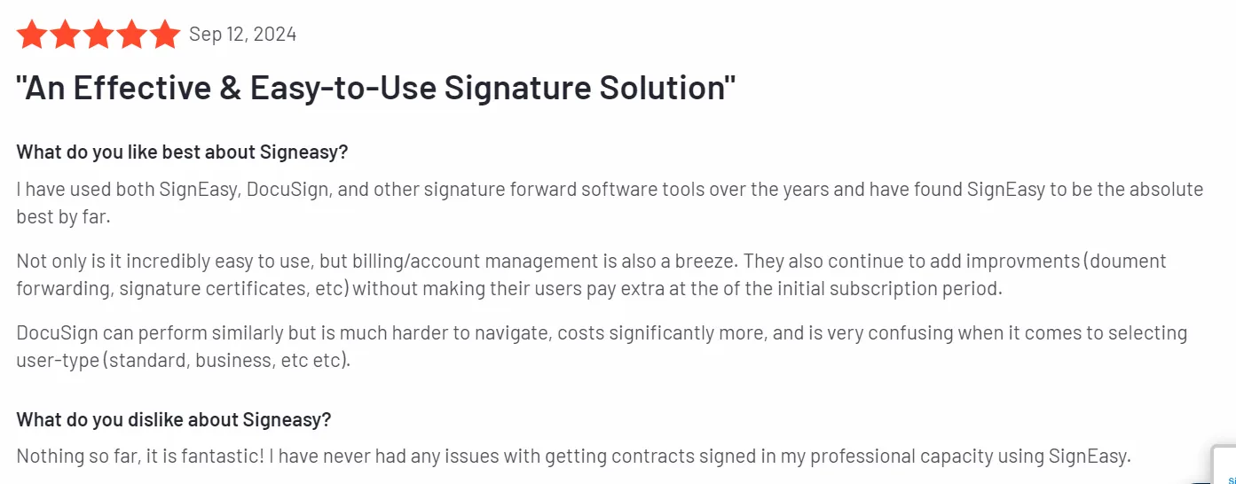 Signeasy review | Source: G2