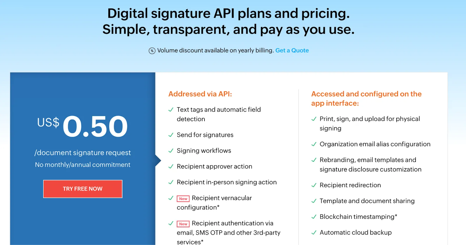Zoho Sign API pricing