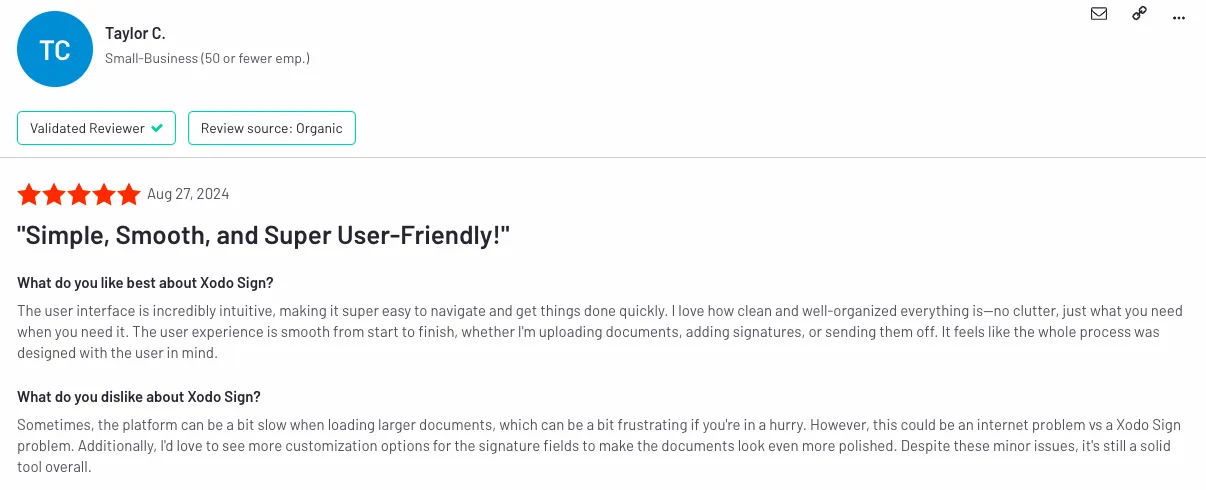 Eversign review on G2