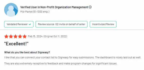 Here’s what a user has to say about our contract management dashboard on G2