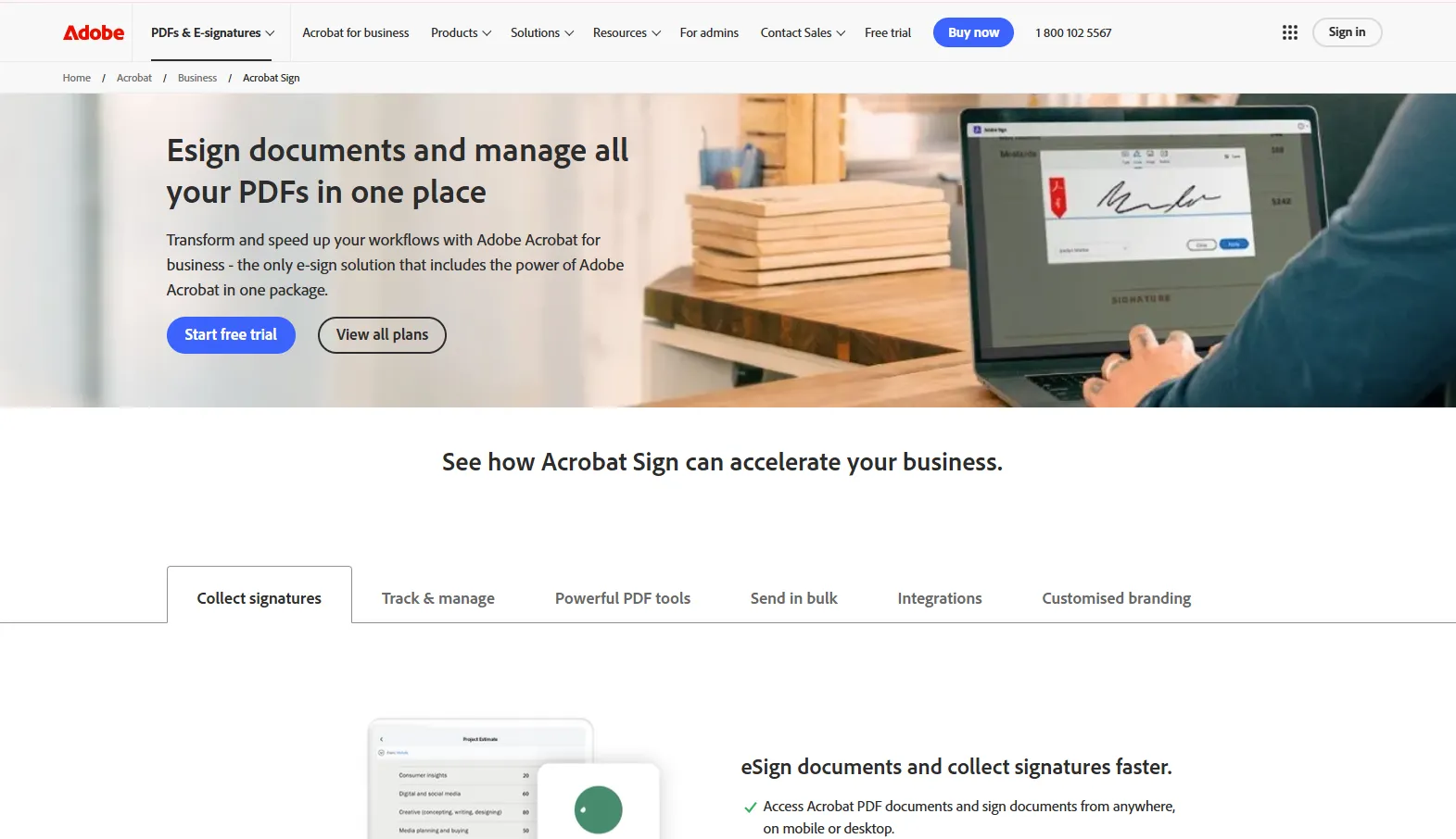 Adobe Acrobat Sign Homepage