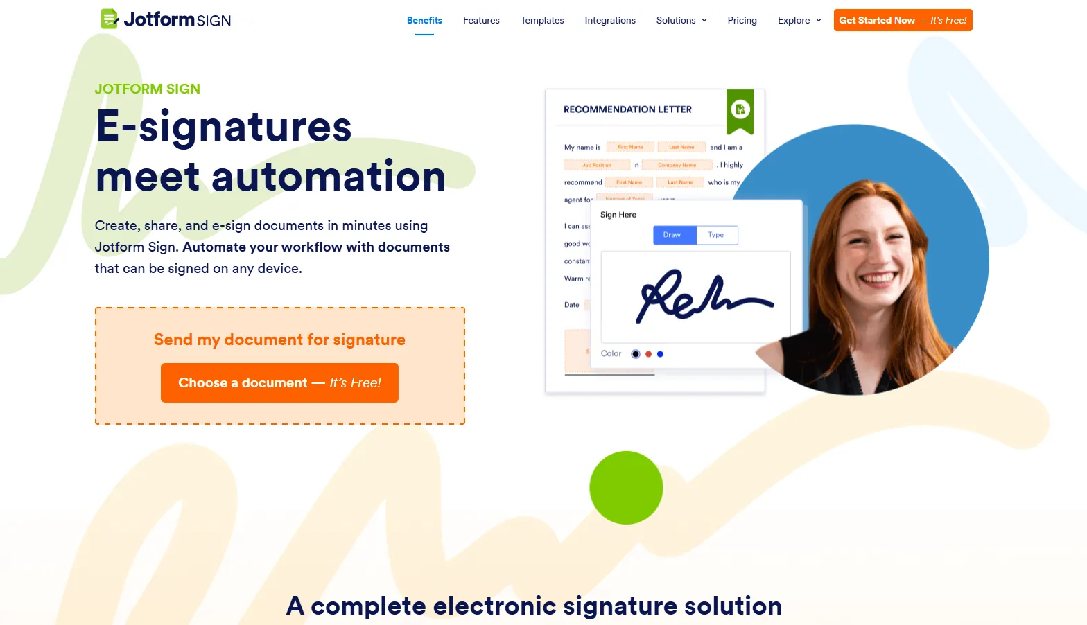 Jotform Sign Homepage