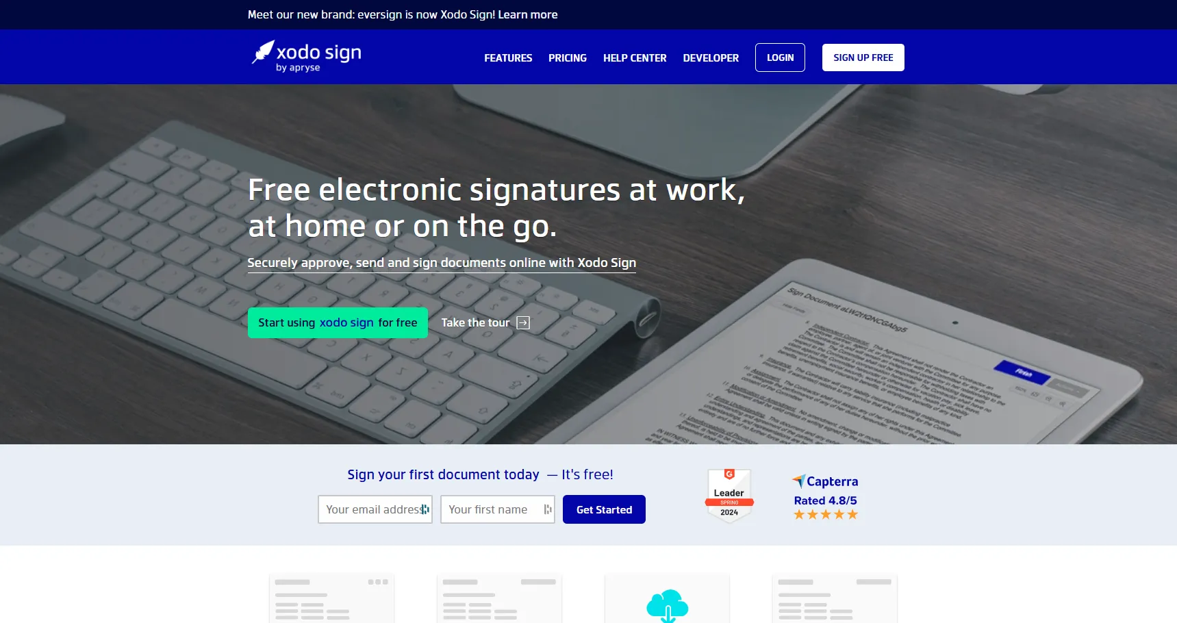 Xodo Sign Homepage