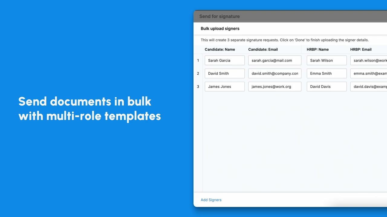 How to send documents in bulk with multi role templates