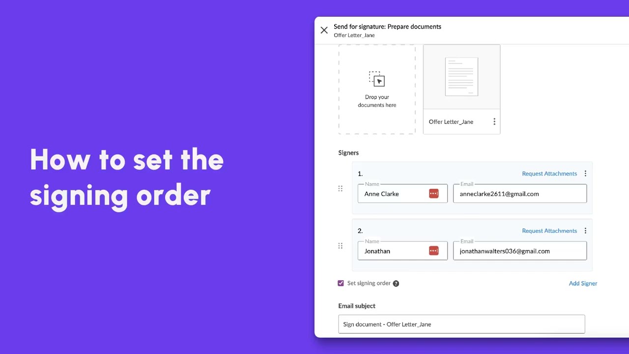 Signeasy: How to set the signing order