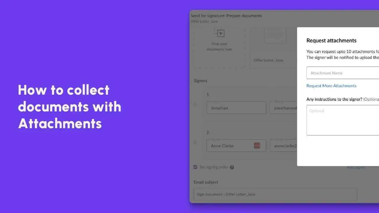 Signeasy: How to collect documents with Attachments