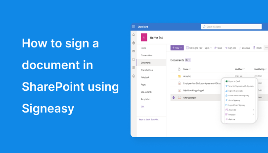 How to sign a document in SharePoint using Signeasy