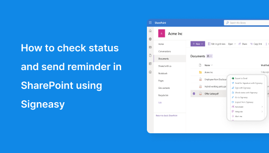 How to check status and send reminder in SharePoint using Signeasy
