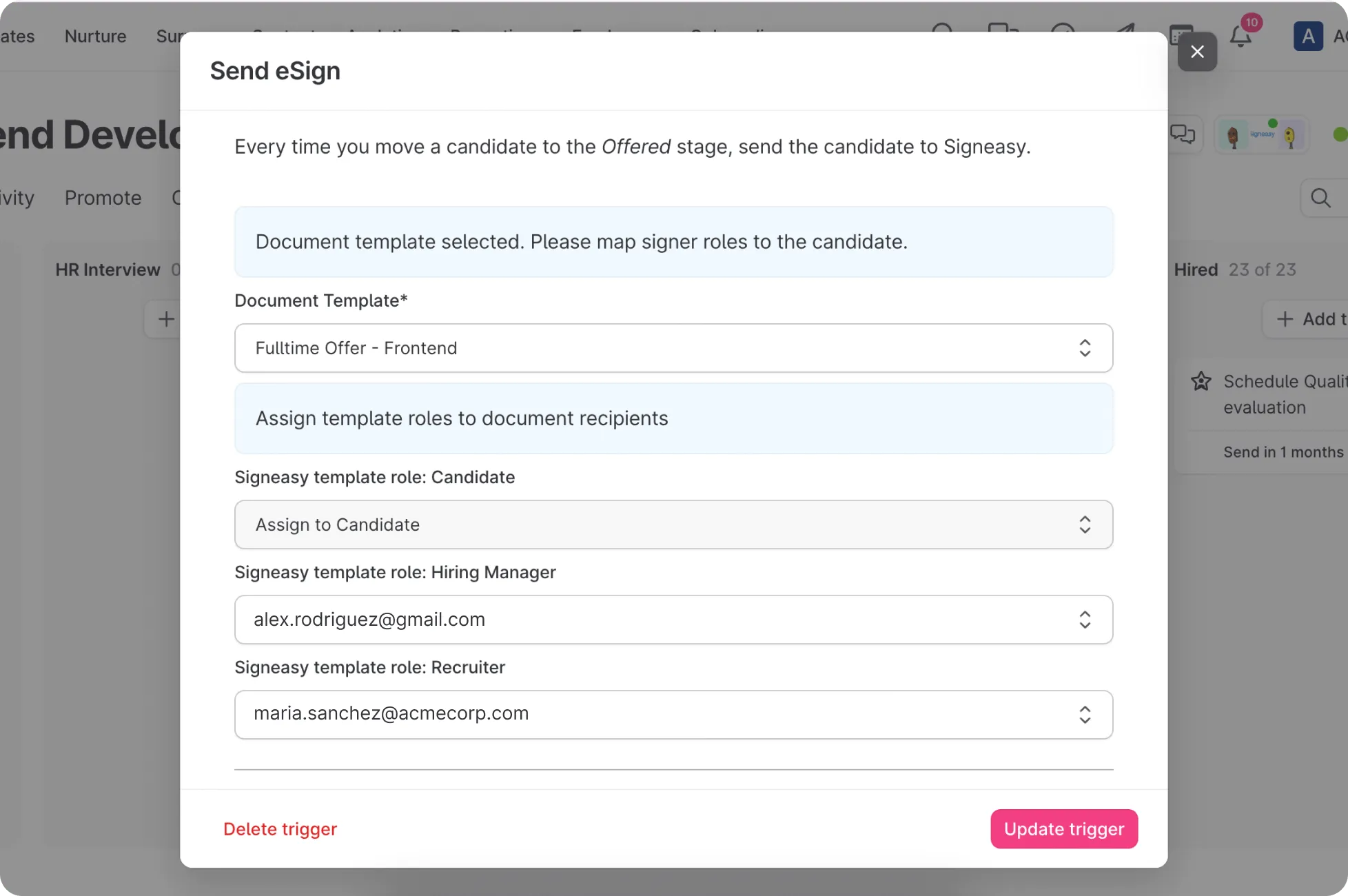 Automate candidate contracts