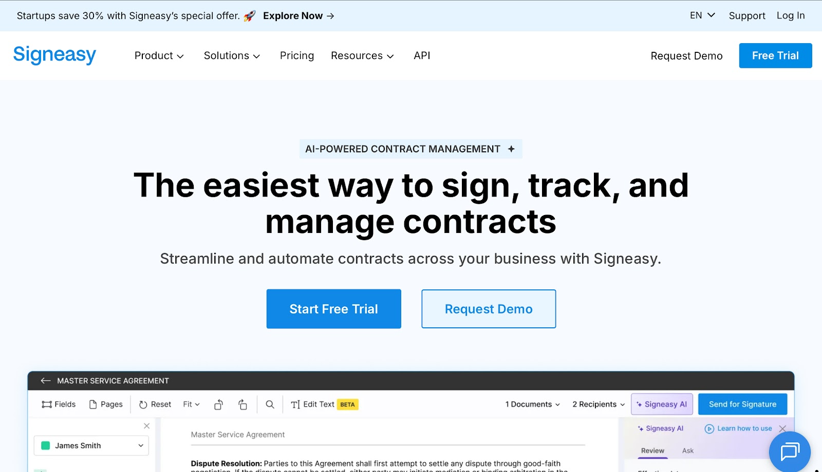 Signeasy’s homepage