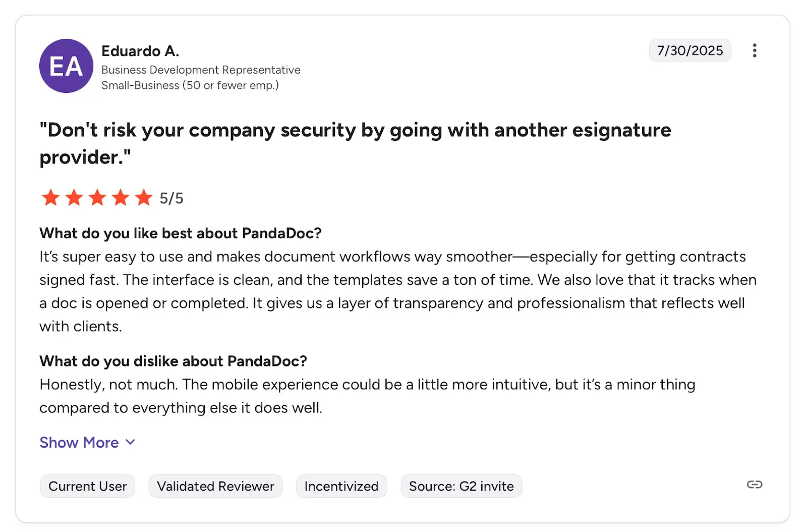PandaDoc G2 review