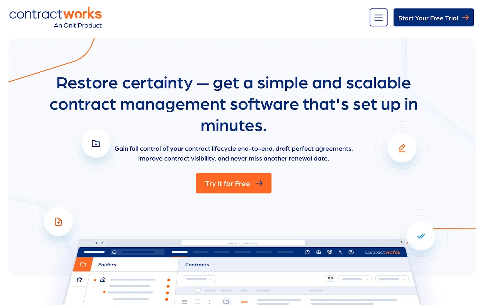 ContractWorks’ homepage