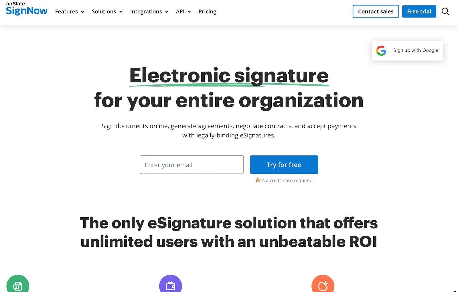 SignNow’s homepage