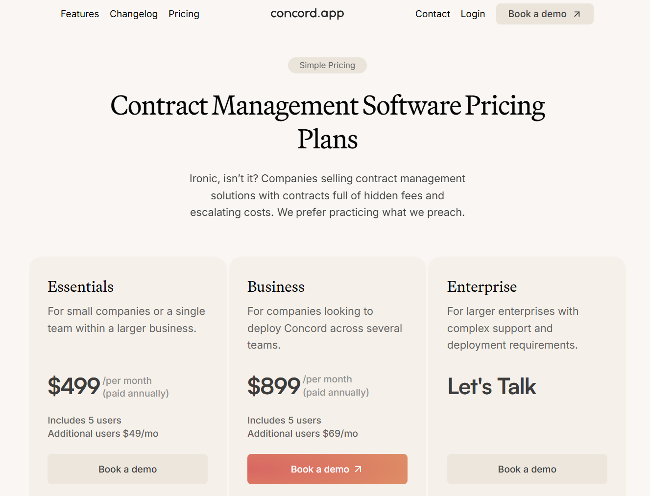 Concord pricing page