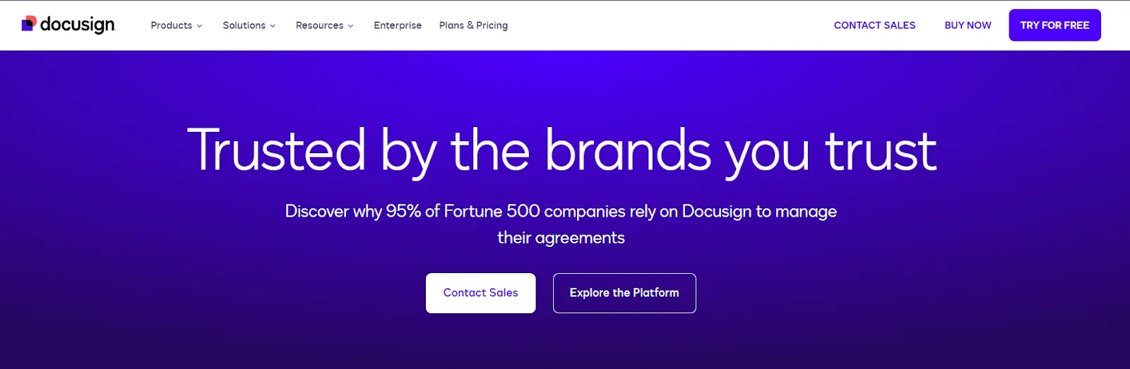 Screenshot of Docusign homepage