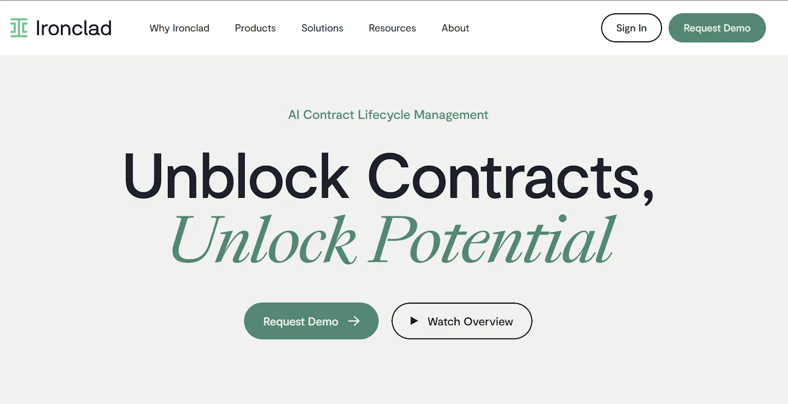 Ironclad website homepage