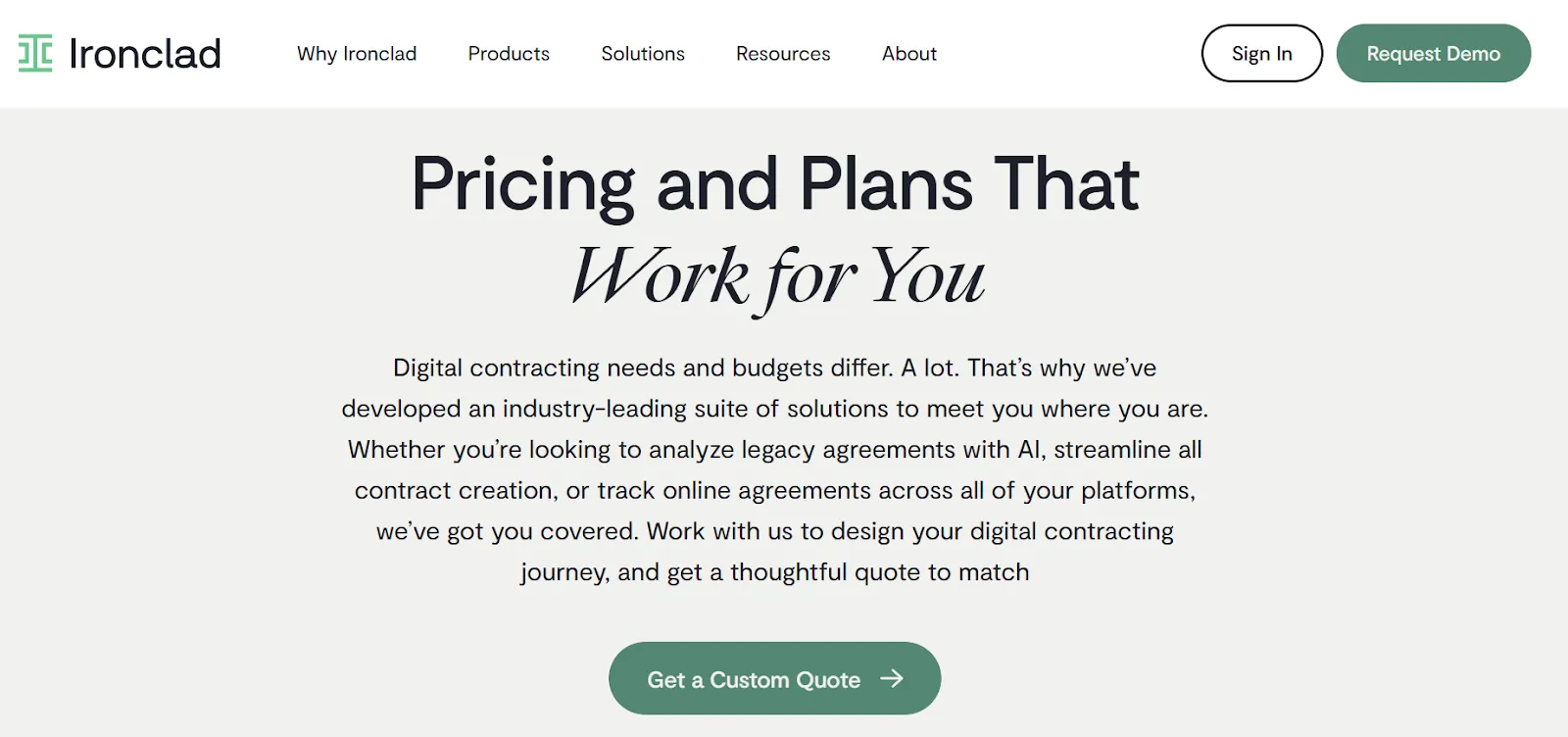 Ironclad pricing page image
