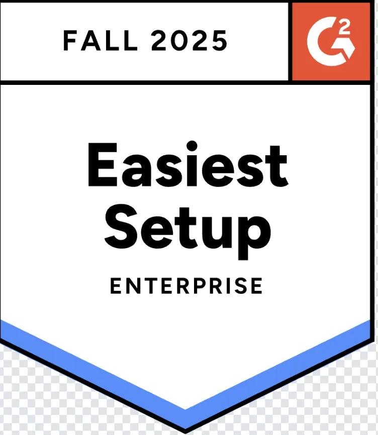 G2 Fall 2025 badges for Signeasy showing “Fastest Implementation” and “Easiest Setup” in the Enterprise category.