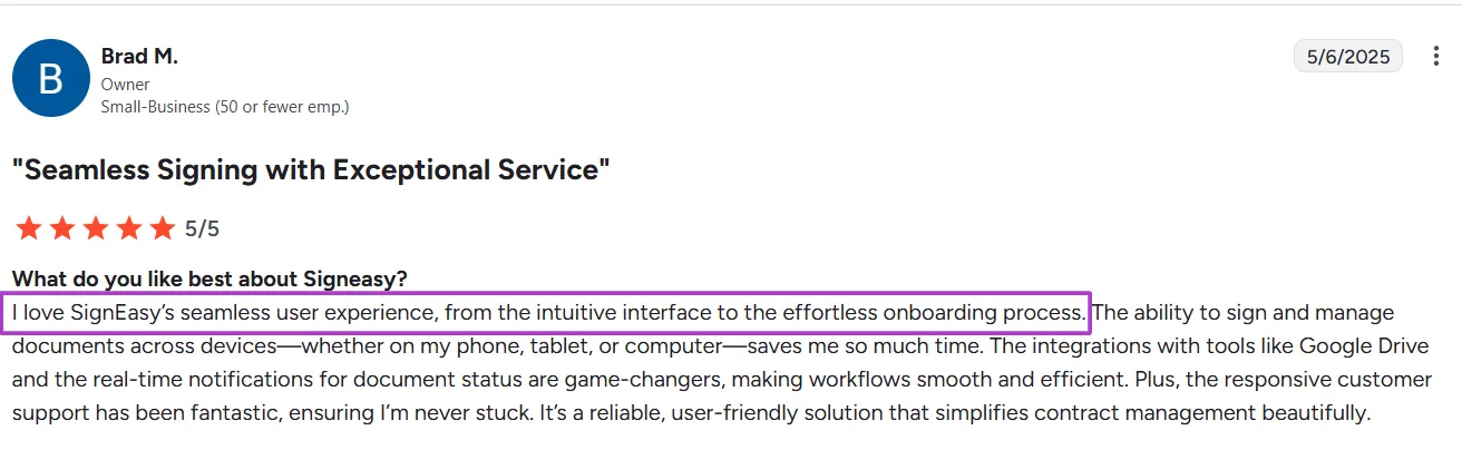 User review of Signeasy on G2