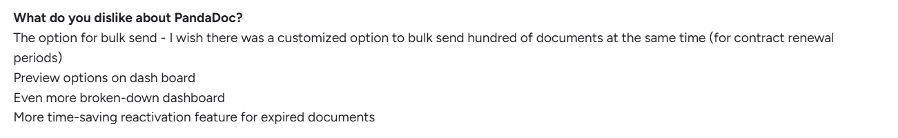 User review of PandaDoc on G2