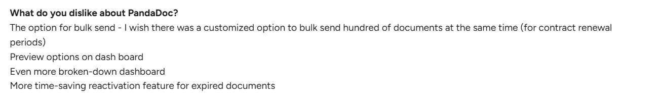 User review of PandaDoc on G2