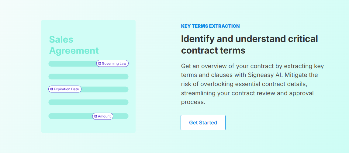 Signeasy’s Key Terms Extraction Feature