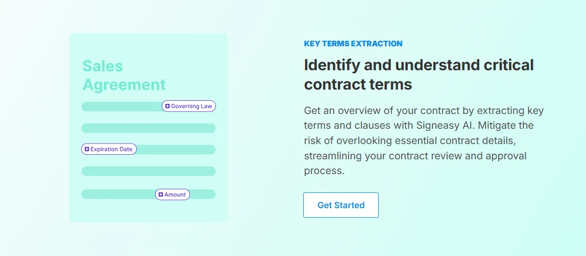 Signeasy’s Key Terms Extraction Feature