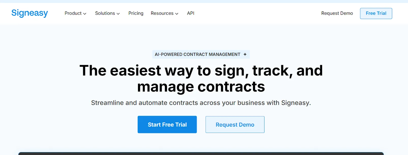 Homepage of Signeasy Website