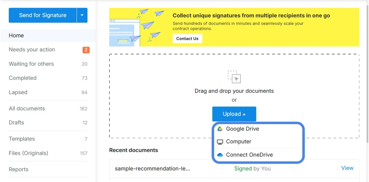 Click “Upload” to select a PDF.