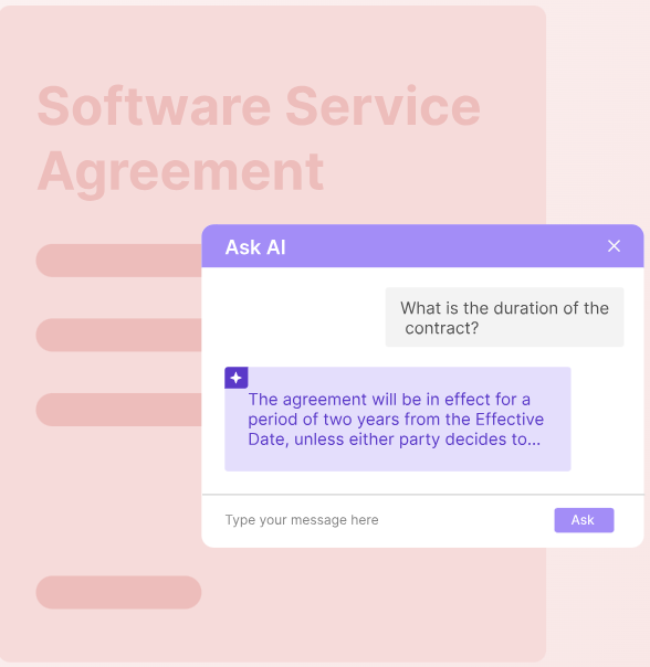 Signeasy Ask AI answering a question about contract duration