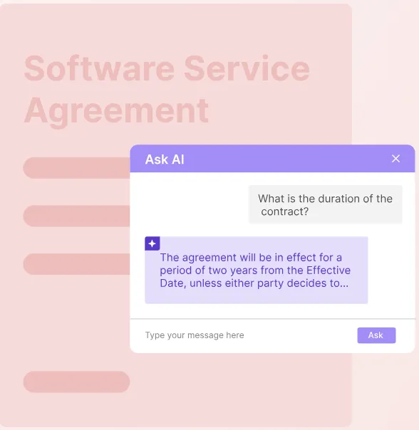 Signeasy Ask AI answering a question about contract duration