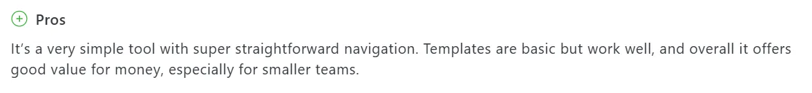 Simple tool with good value for smaller teams