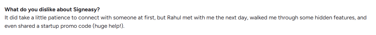 User asked what they disliked about Signeasy