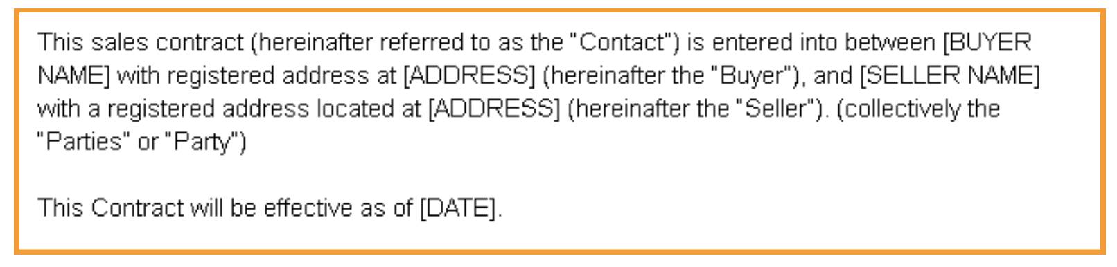 Set the premise of the transaction