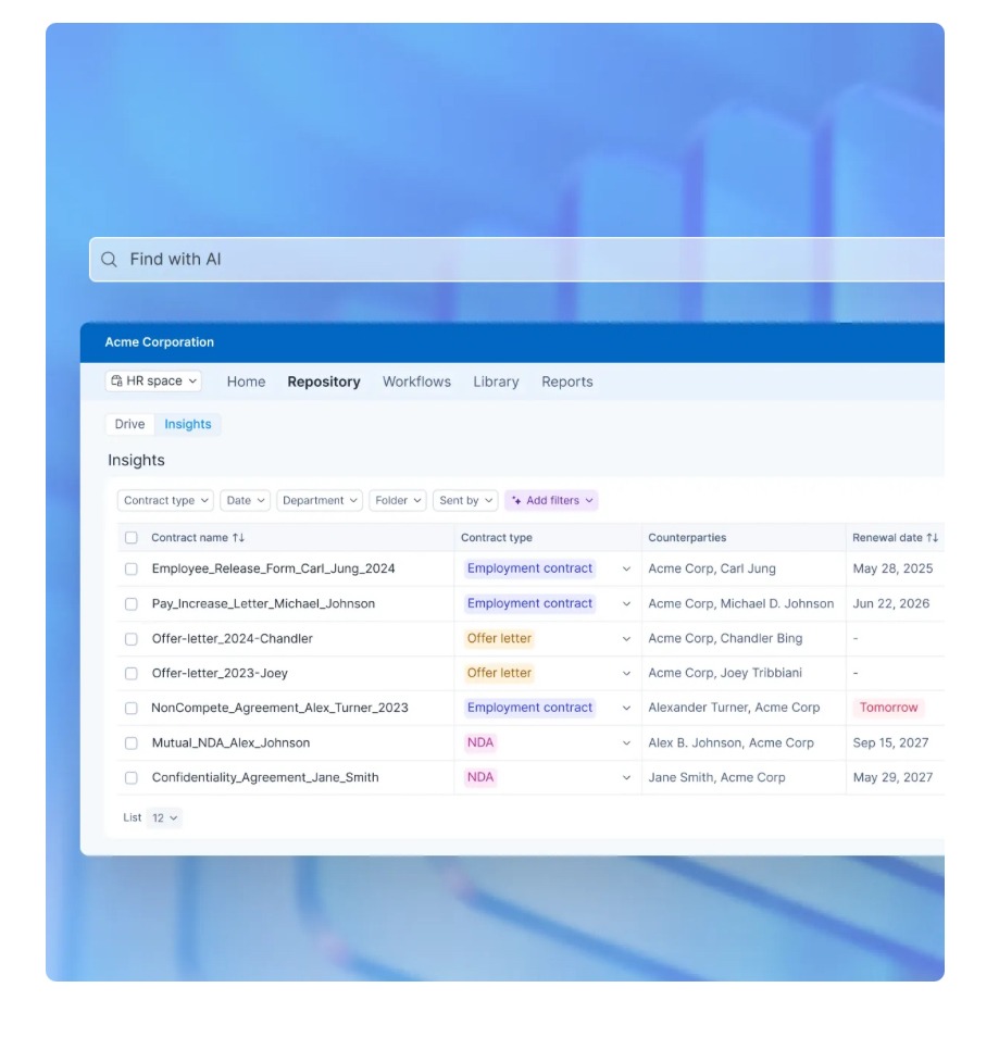 Image showing Signeasy’s repository dashboard.
