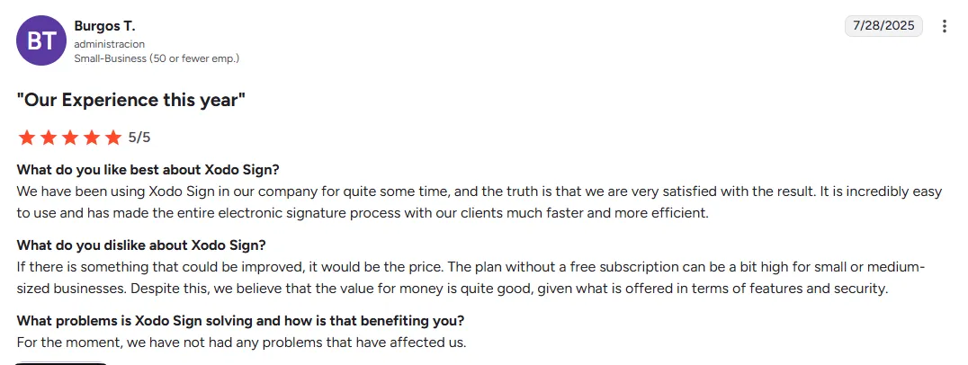 Clients satisfied with Xodo Sign's incredibly easy eSignature process